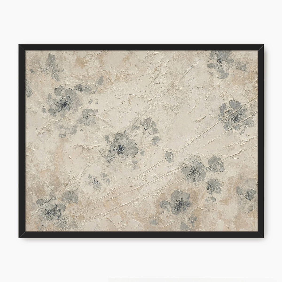 AK-50- Abstract Textured Flower Painting Print - Sage and Rose Prints