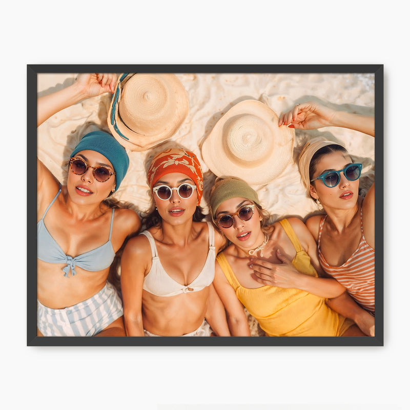 Retro Beach Women Sepia Photo - Sage and Rose Prints