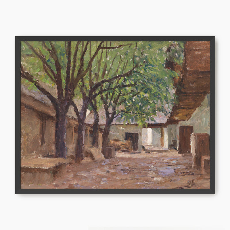 Peaceful Courtyard in Earth Tones - Sage and Rose Prints