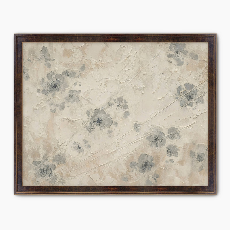 Abstract Textured Flower Painting Print - Sage and Rose Prints