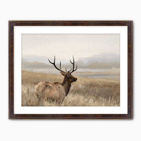 AK-33-Deer in a Field Painting - Sage and Rose Prints