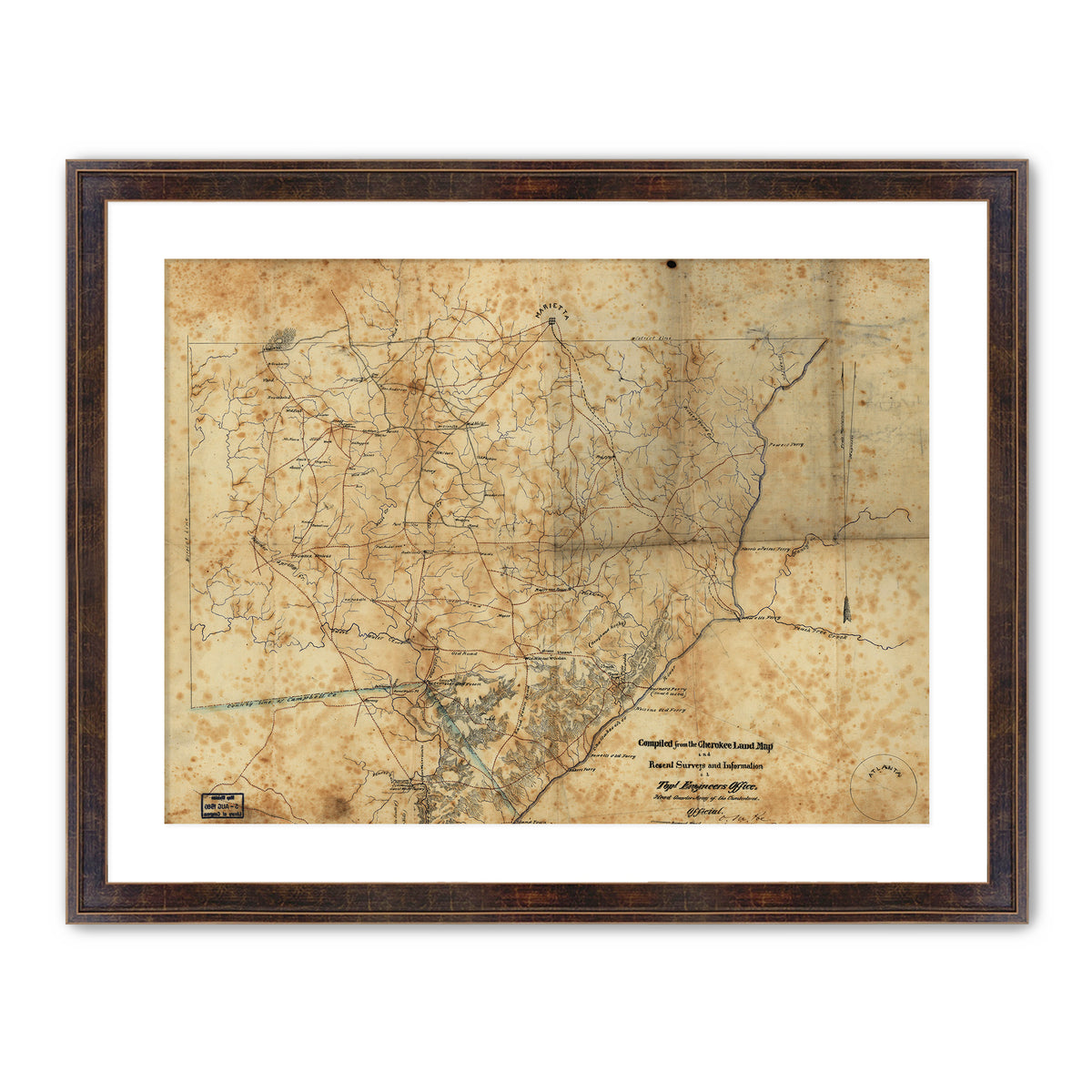 Historic Sepia Map of Cobb County, Georgia - Sage and Rose Prints