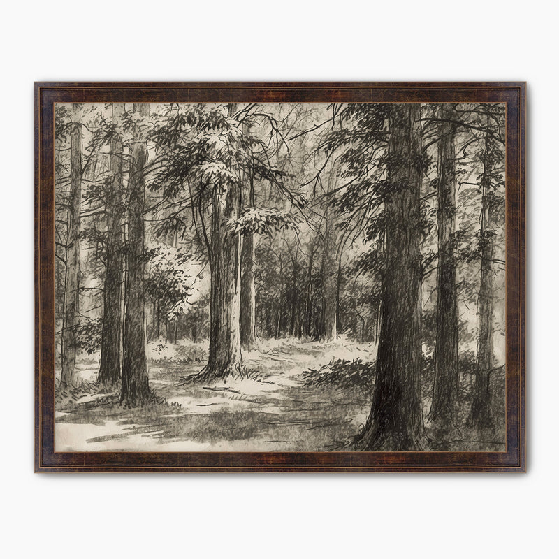Vintage Forest Sketch - Sage and Rose Prints
