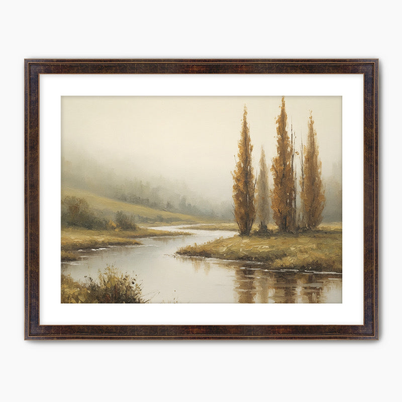 58 - Fall Trees by a Peaceful River - Sage and Rose Prints