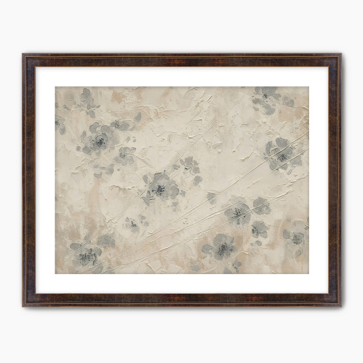 AK-50- Abstract Textured Flower Painting Print - Sage and Rose Prints