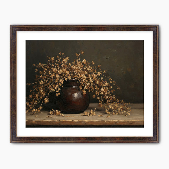 AK-05 - Vintage Vase Still Life with Dried Grass Bouquet - Sage and Rose Prints