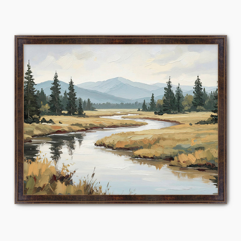 Late Summer River Landscape - Sage and Rose Prints