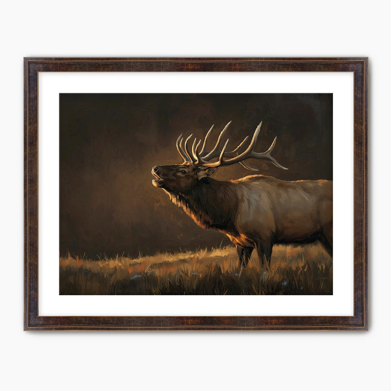 AK-19-Moody Elk Wildlife Painting - Sage and Rose Prints