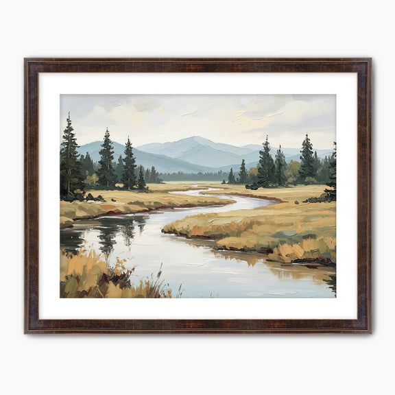 44-  Late Summer River Landscape - Sage and Rose Prints