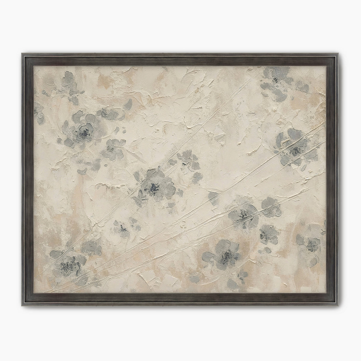 Abstract Textured Flower Painting Print - Sage and Rose Prints