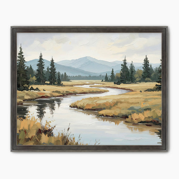 Late Summer River Landscape - Sage and Rose Prints