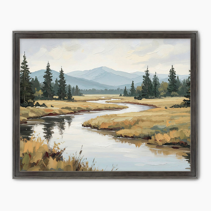 Late Summer River Landscape - Sage and Rose Prints