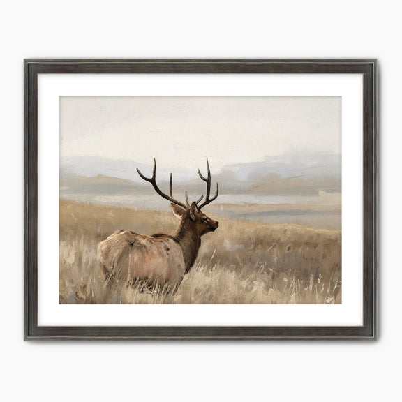 AK-33-Deer in a Field Painting - Sage and Rose Prints