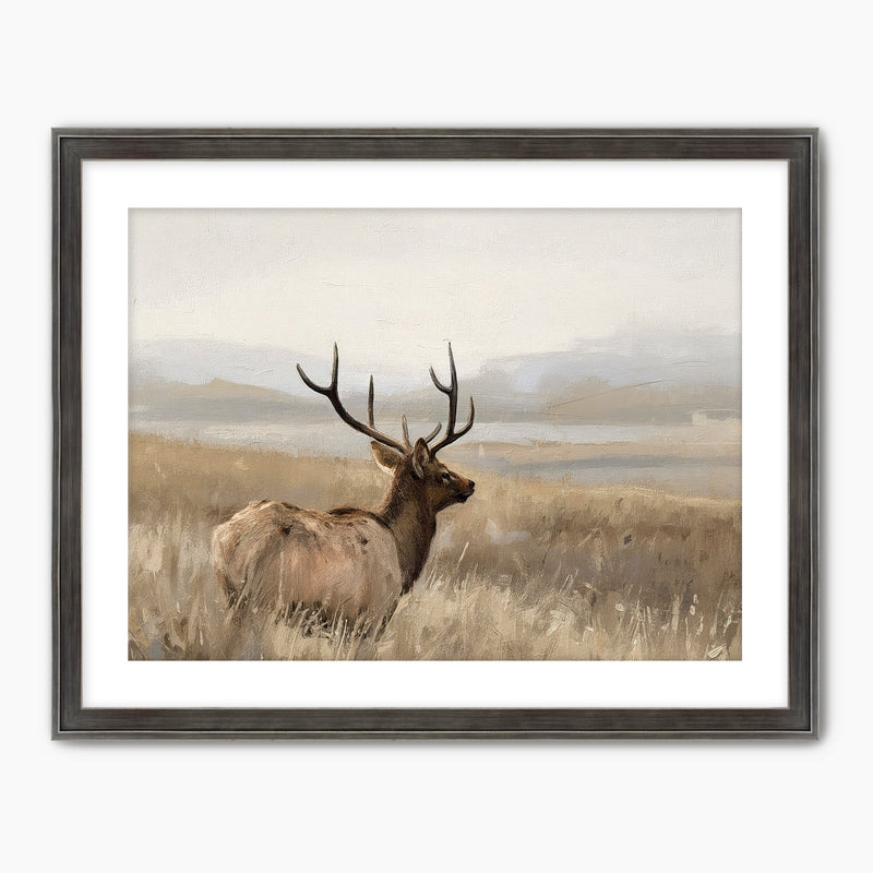AK-33-Deer in a Field Painting - Sage and Rose Prints