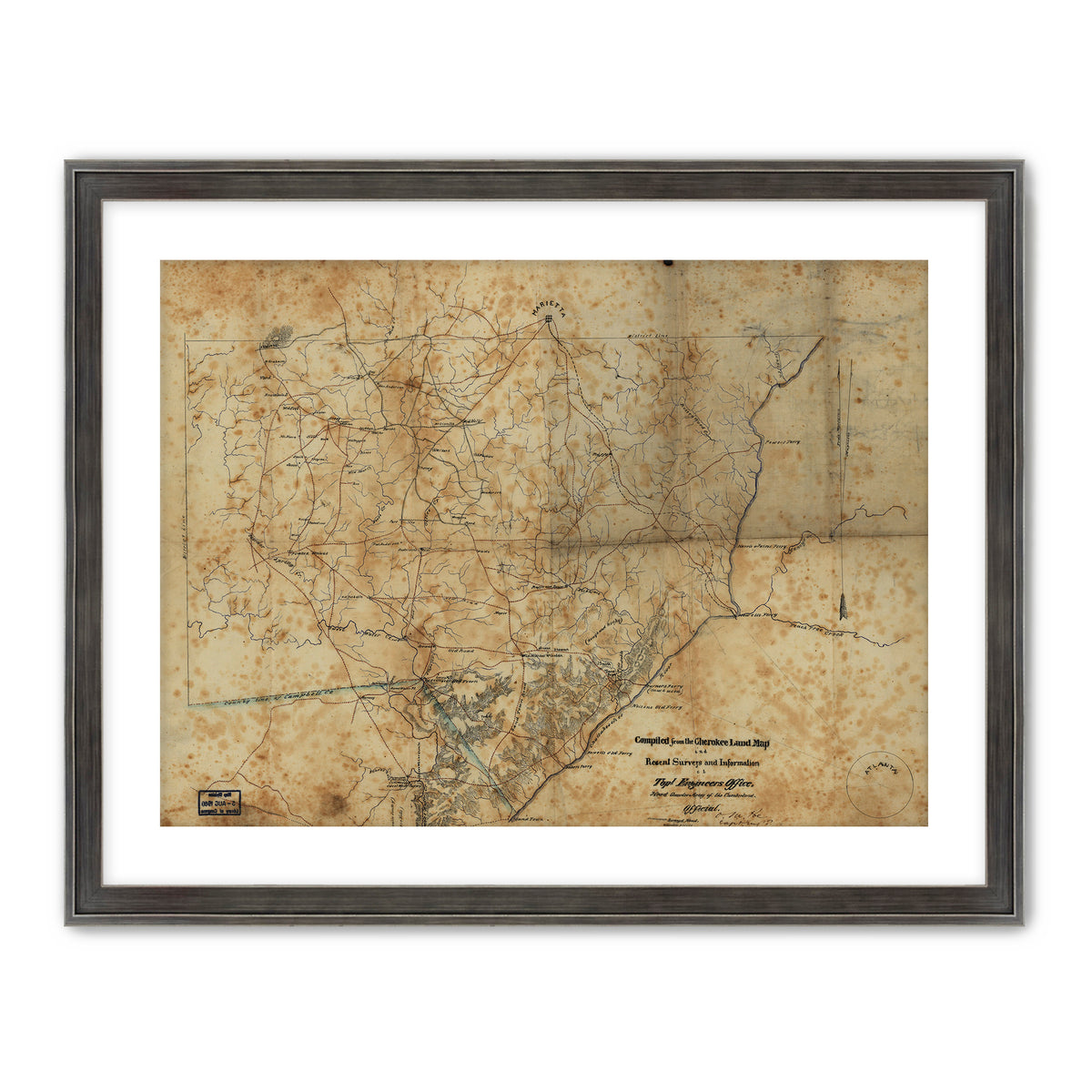Historic Sepia Map of Cobb County, Georgia - Sage and Rose Prints