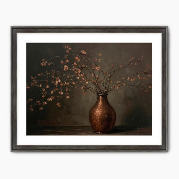 AK-44-Moody Wabi Sabi Copper Vase - Sage and Rose Prints