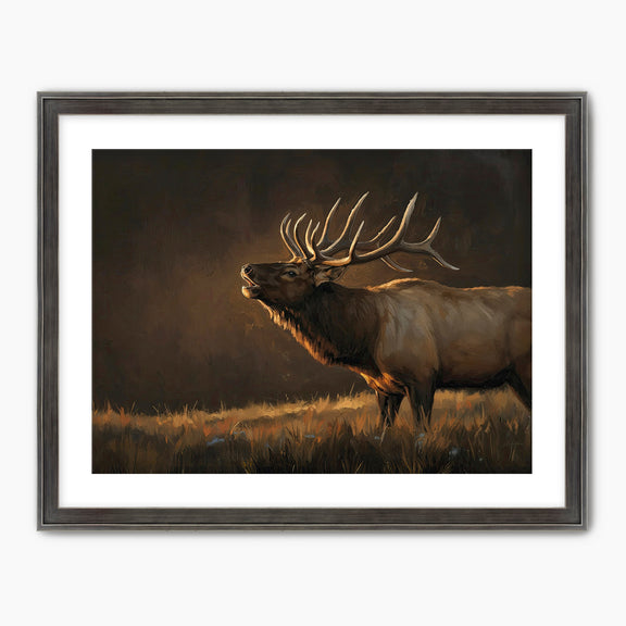 AK-19-Moody Elk Wildlife Painting - Sage and Rose Prints