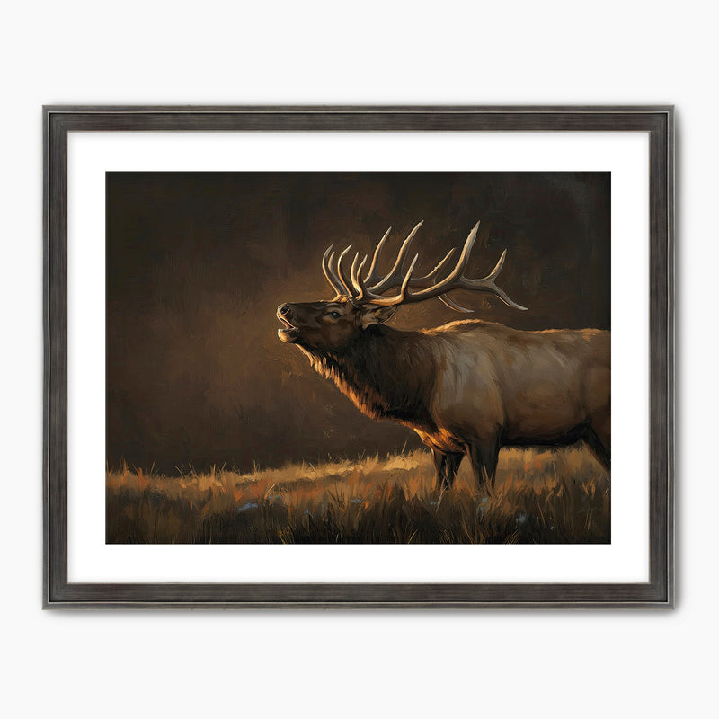 AK-19-Moody Elk Wildlife Painting - Sage and Rose Prints