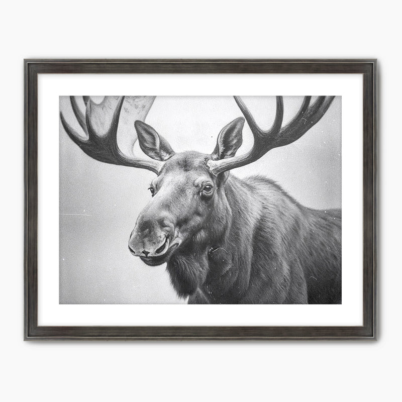 AK-17 Black and White Vintage Moose Photograph - Sage and Rose Prints