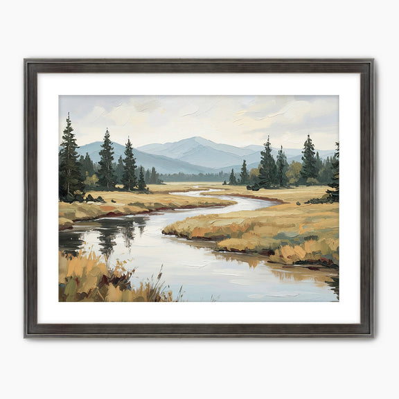 44-  Late Summer River Landscape - Sage and Rose Prints