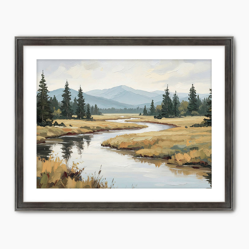 44-  Late Summer River Landscape - Sage and Rose Prints
