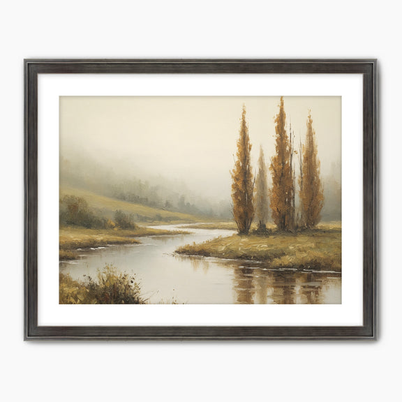 58 - Fall Trees by a Peaceful River - Sage and Rose Prints