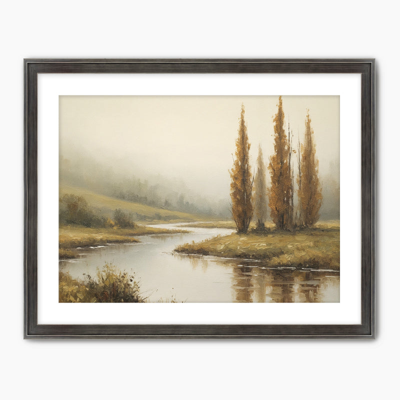 58 - Fall Trees by a Peaceful River - Sage and Rose Prints