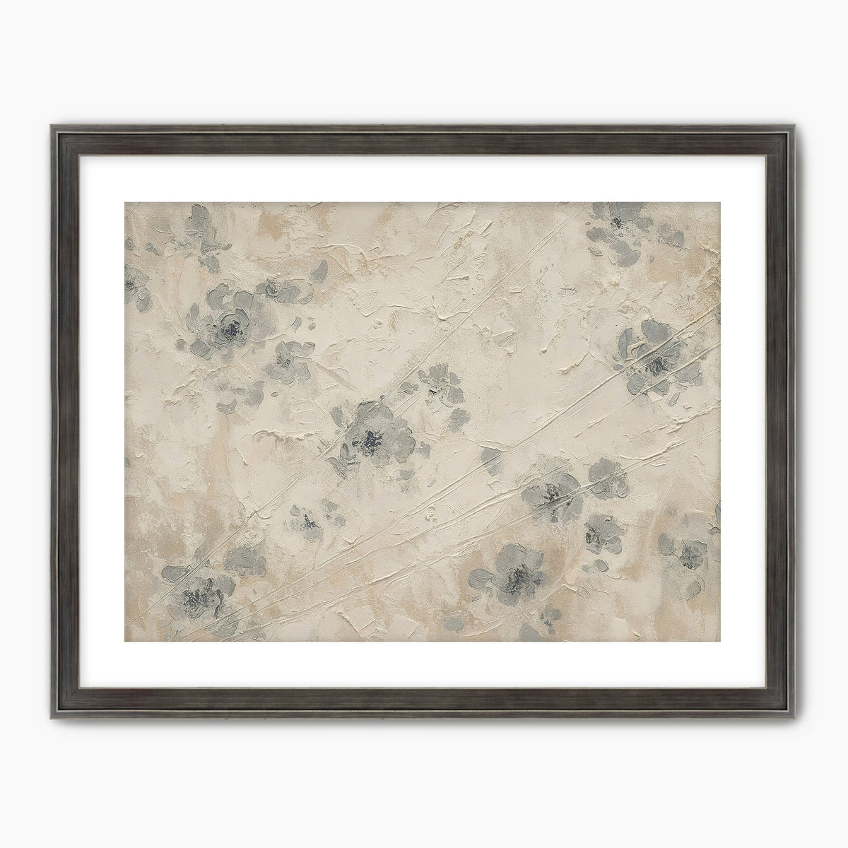 AK-50- Abstract Textured Flower Painting Print - Sage and Rose Prints