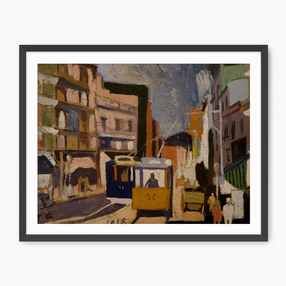 Yellow and Blue Cubist Cityscape - Sage and Rose Prints