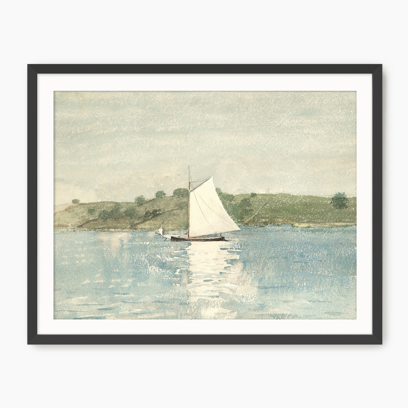 Sage and Light Blue Coastal Sailboat Print - Sage and Rose Prints