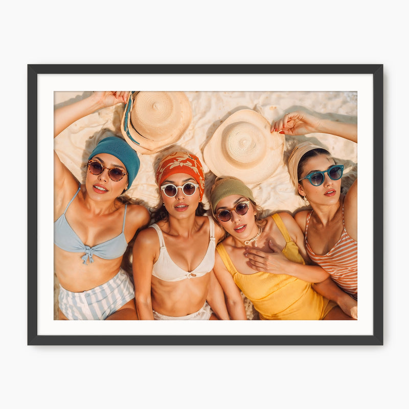 Retro Beach Women Sepia Photo - Sage and Rose Prints