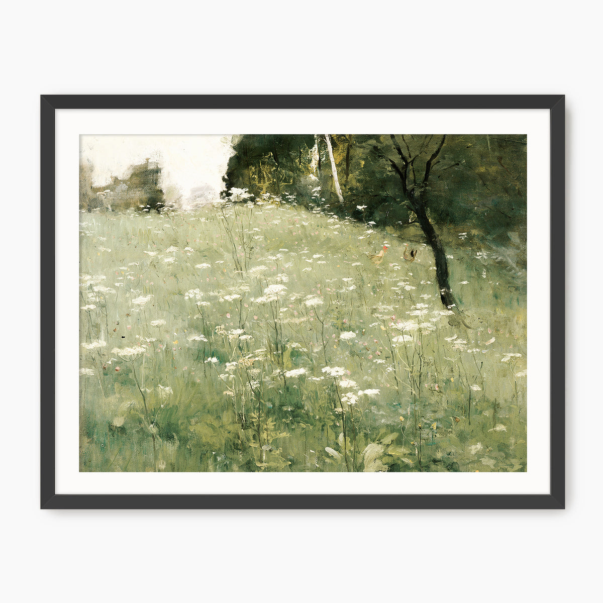White Wildflower Landscape Print - Sage and Rose Prints