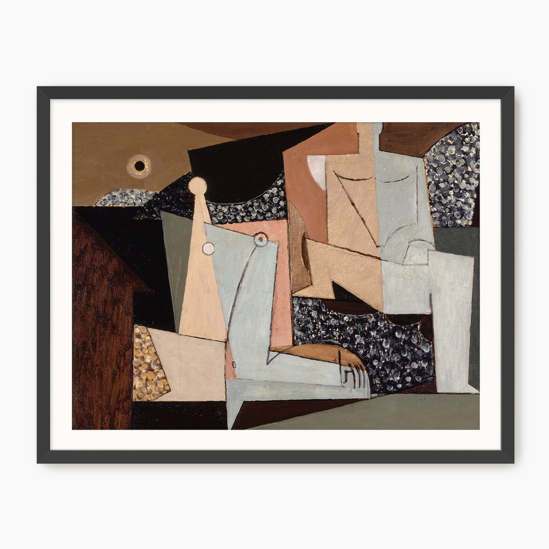 Tan and Grey Cubist Couple - Sage and Rose Prints