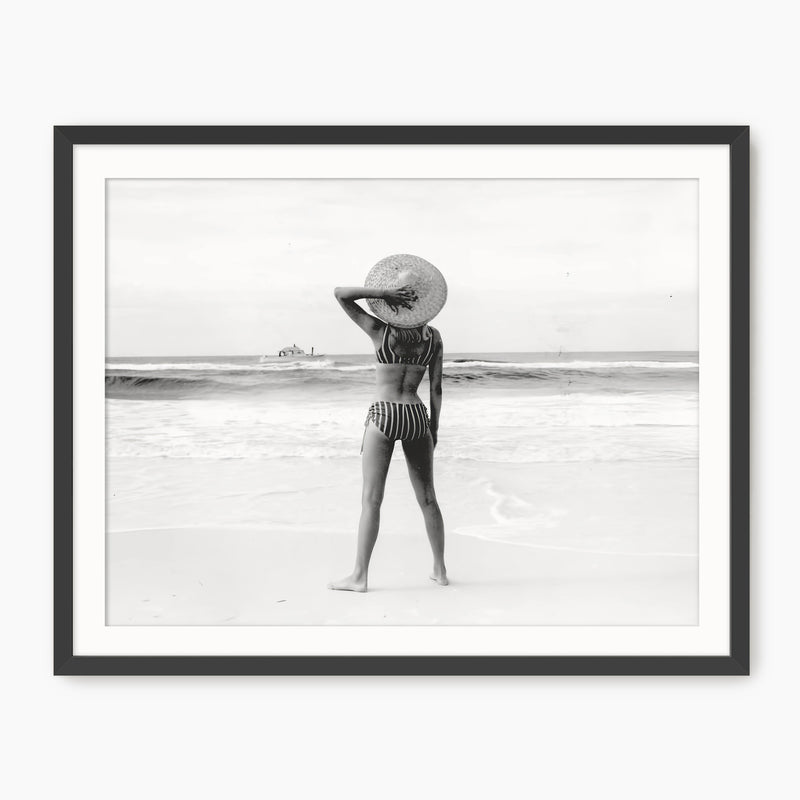 Woman On the Beach Retro Photo No2 - Sage and Rose Prints