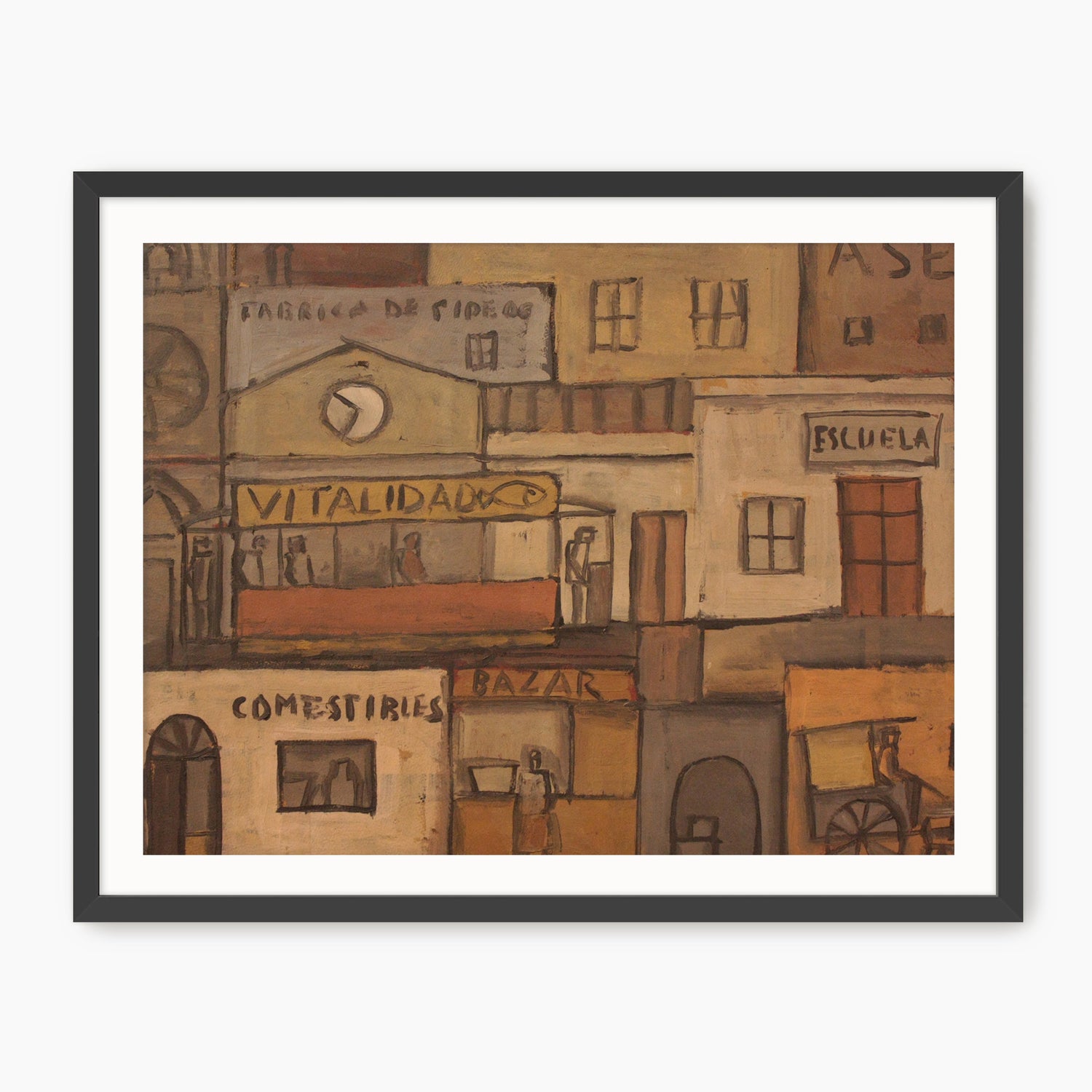Terracotta Geometric Urban Landscape - Sage and Rose Prints