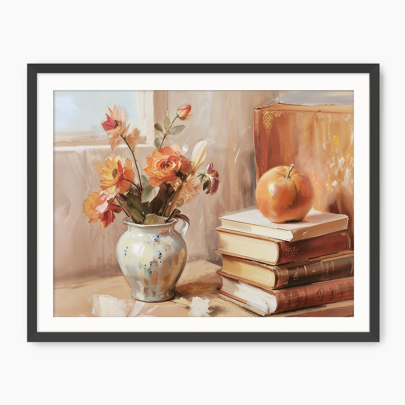 Rustic Fall Bouquet with Books Art Print - Sage and Rose Prints