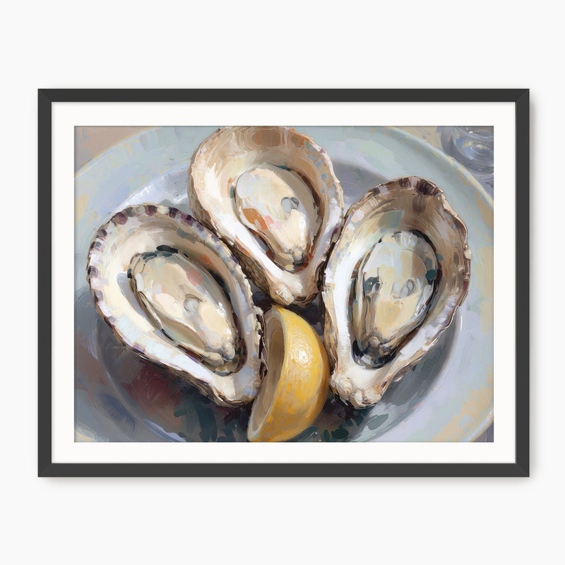 Oysters and Lemon Seafood Painting Print - Sage and Rose Prints