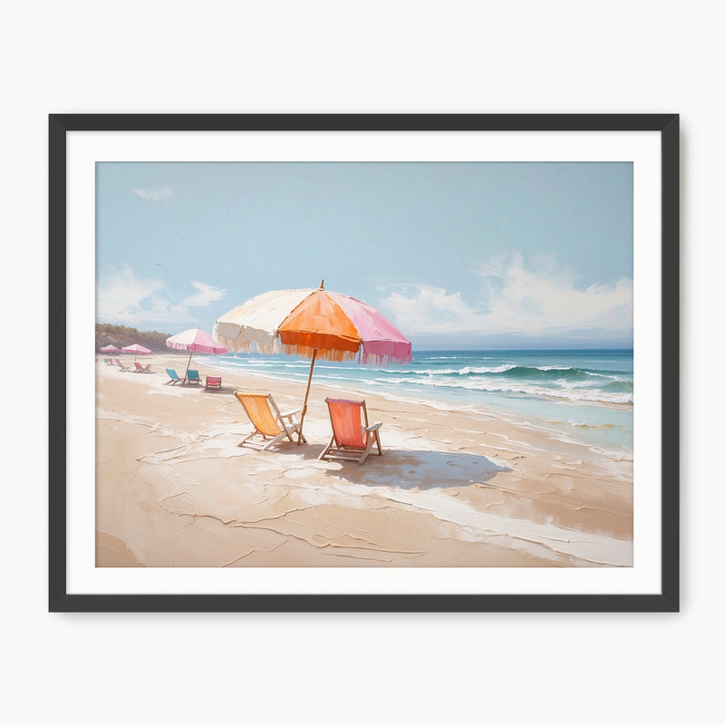 Peaceful Umbrellas on the Beach - Sage and Rose Prints