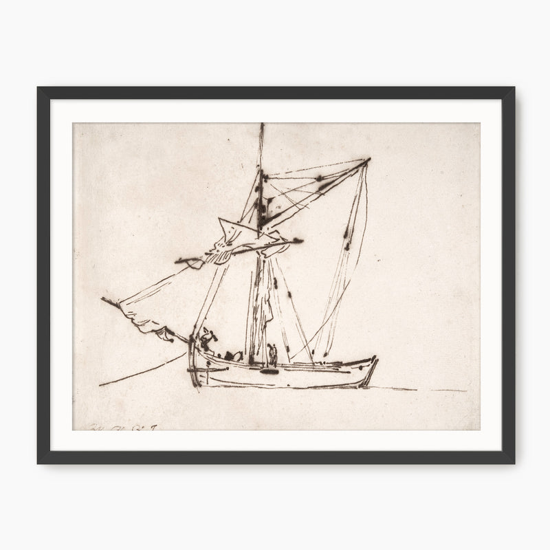 Vintage Sailboat Charcoal Sketch - Sage and Rose Prints