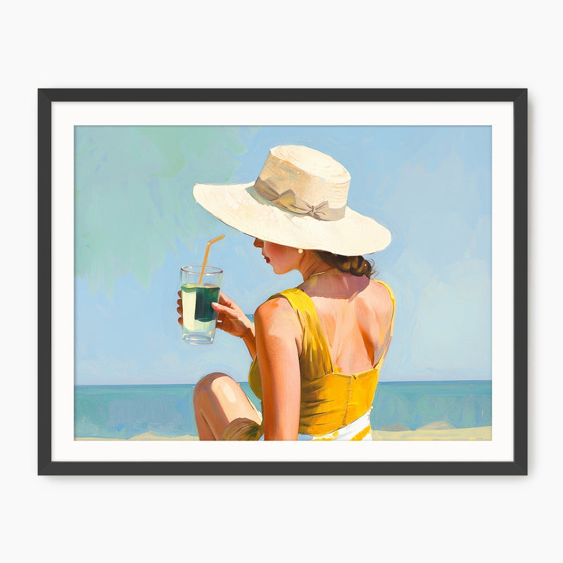 Sunhat and Blue Sky Beach Art - Sage and Rose Prints