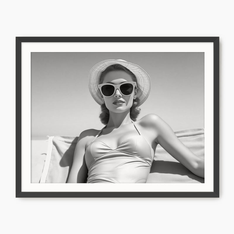 Black and White Beach Babe Photo No2 - Sage and Rose Prints