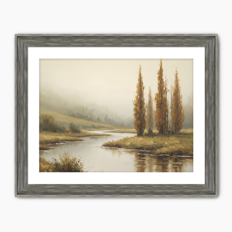 58 - Fall Trees by a Peaceful River - Sage and Rose Prints