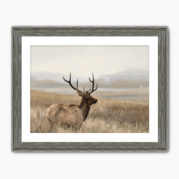 AK-33-Deer in a Field Painting - Sage and Rose Prints