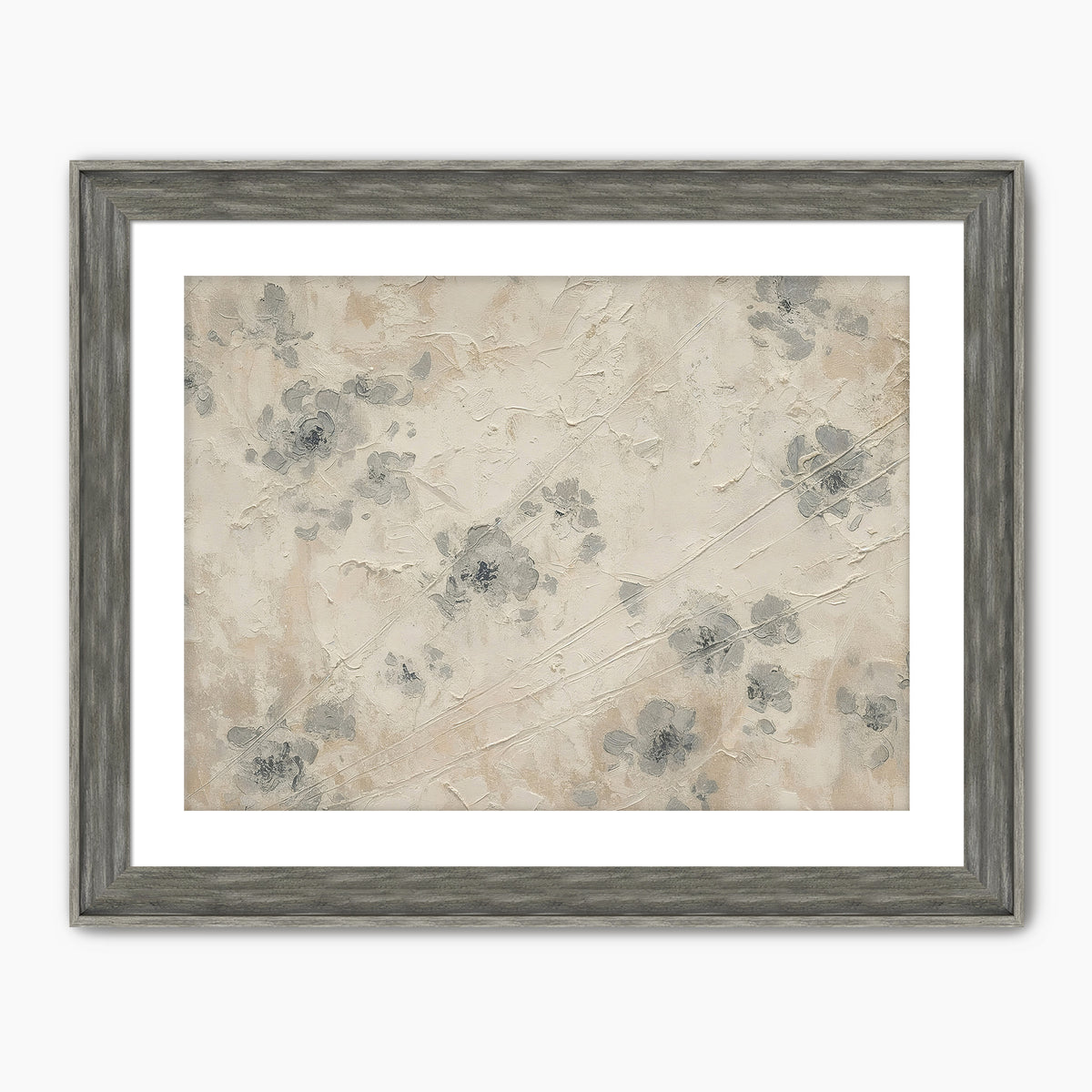 AK-50- Abstract Textured Flower Painting Print - Sage and Rose Prints