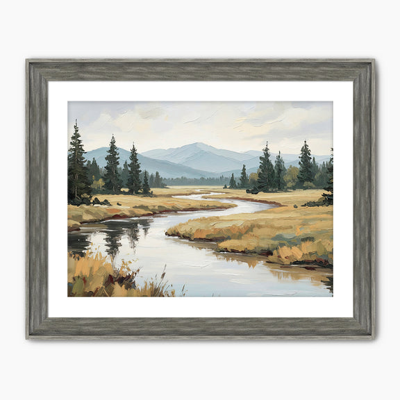 44-  Late Summer River Landscape - Sage and Rose Prints