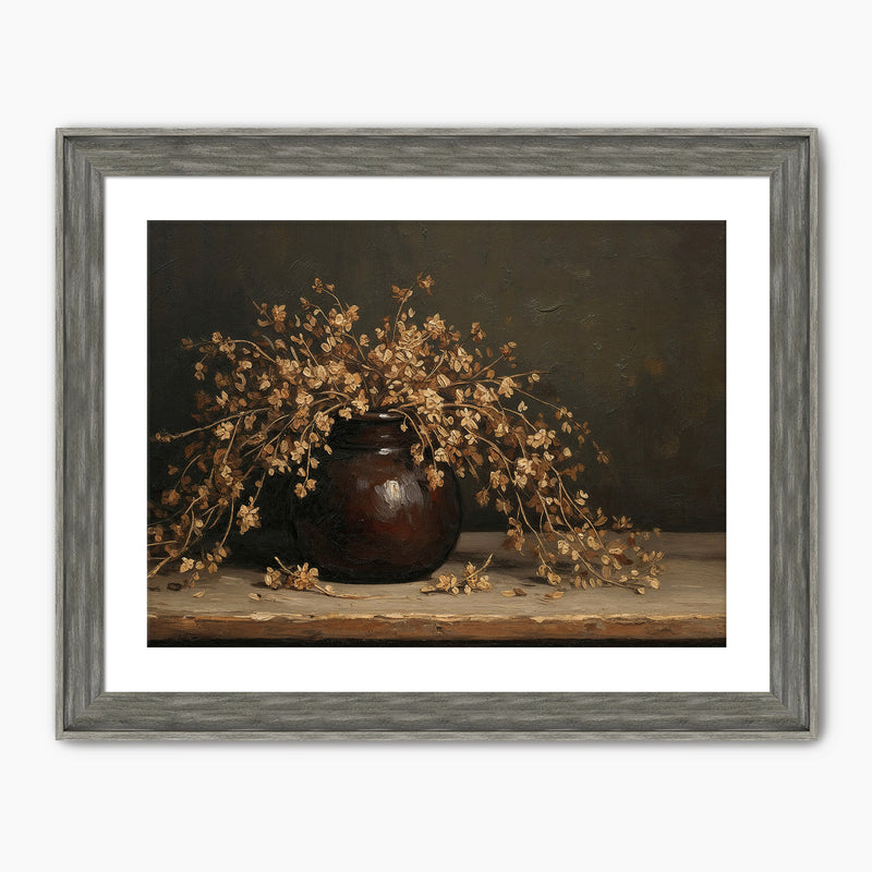 AK-05 - Vintage Vase Still Life with Dried Grass Bouquet - Sage and Rose Prints