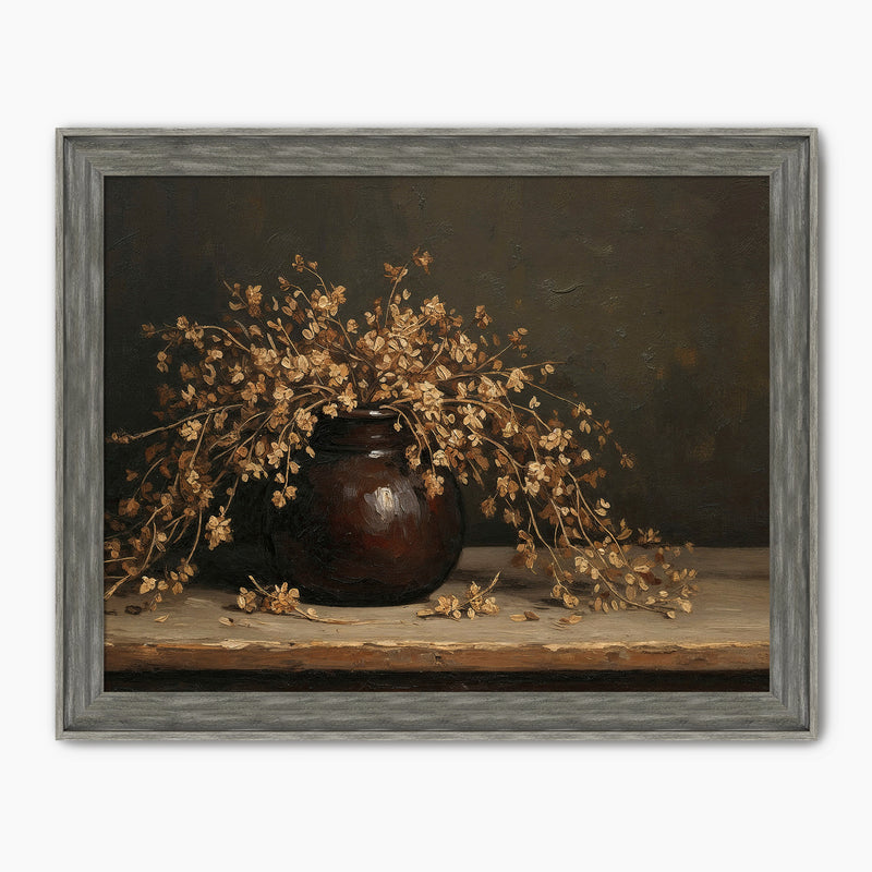 Vintage Still Life of Dried Grasses and Vase - Sage and Rose Prints