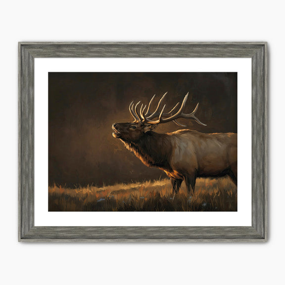 AK-19-Moody Elk Wildlife Painting - Sage and Rose Prints