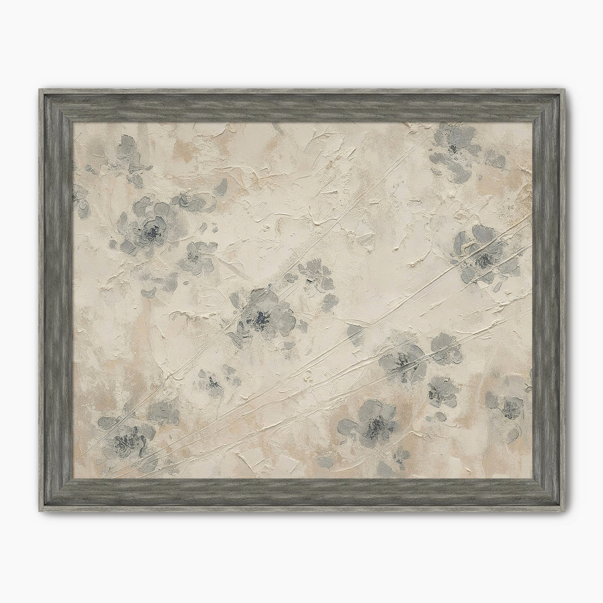 Abstract Textured Flower Painting Print - Sage and Rose Prints
