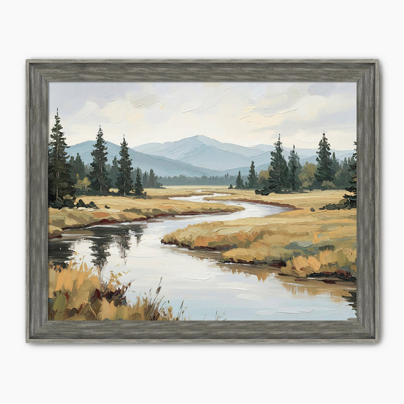 Late Summer River Landscape - Sage and Rose Prints